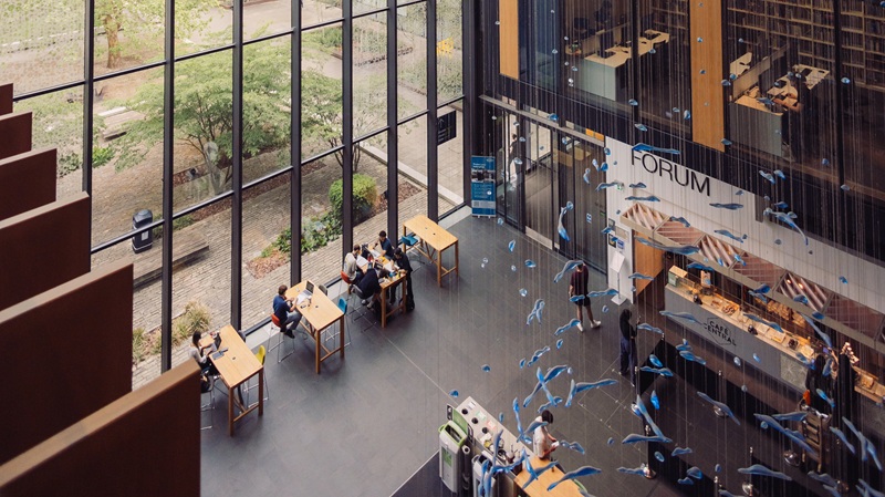 Looking down on the Forum in John Henry Brookes Building Headington Campus