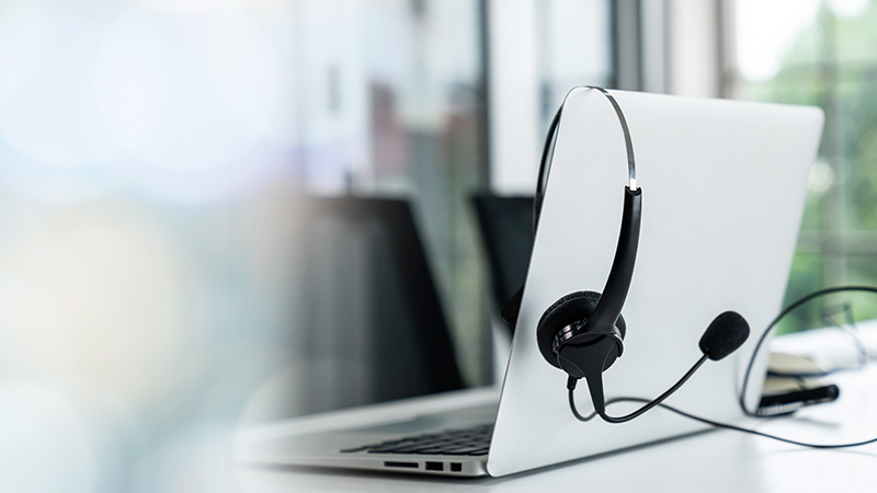 laptop and headset