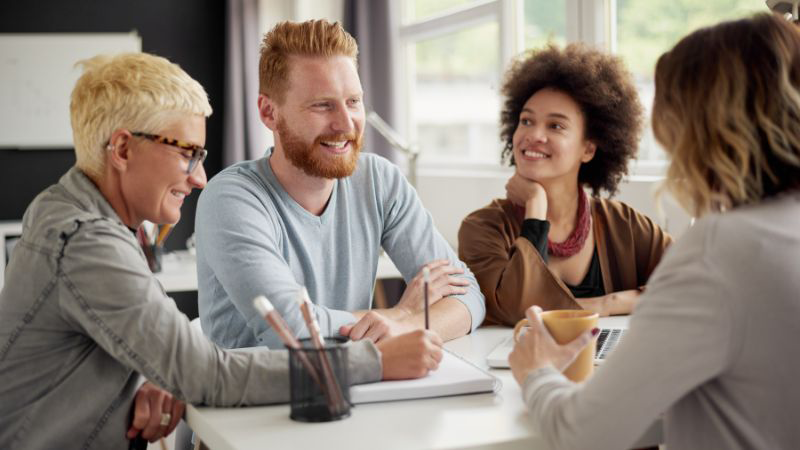 Group of students sharing their knowledge