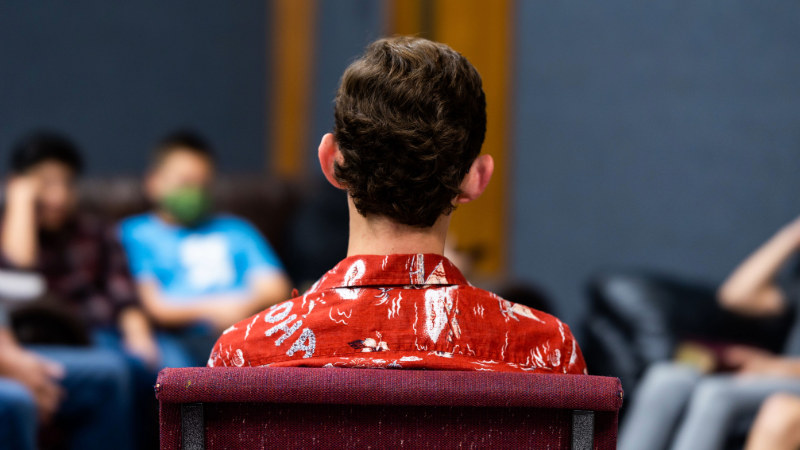 The back of a head in a mentoring session