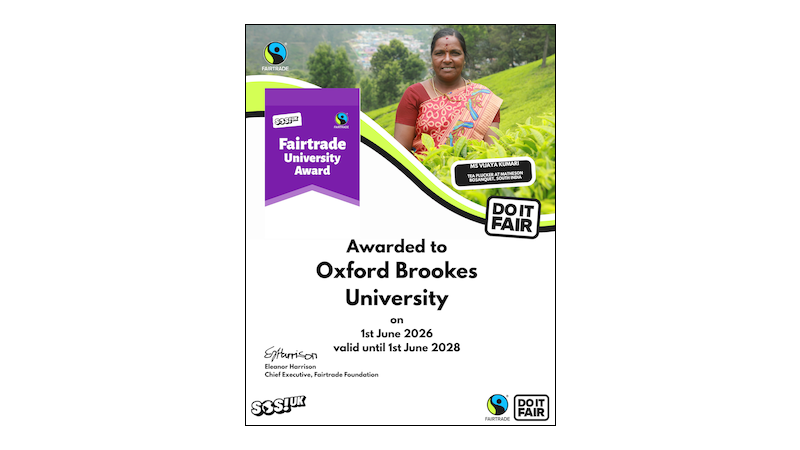 Fairtrade University Award 2026 certificate