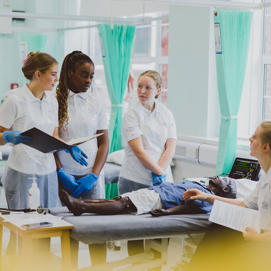 Children's Nursing students using the simulation suite. All of our simulation is evaluated and valued highly by students in preparing them for the real world of practice.
