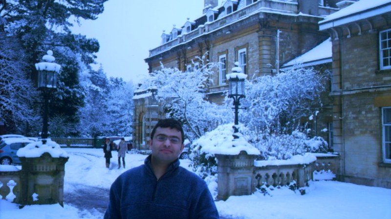 Abed in front of Headington Hill Hall when he was a student at Oxford Brookes