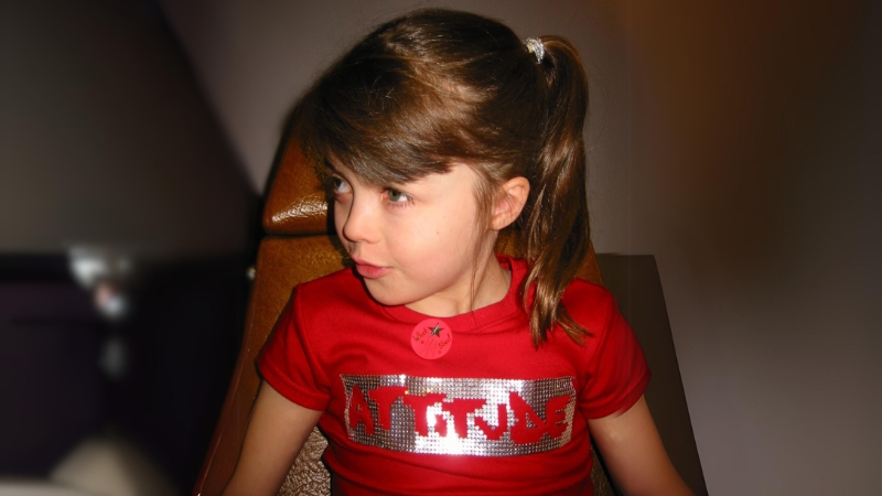 Little girl with red t-shirt