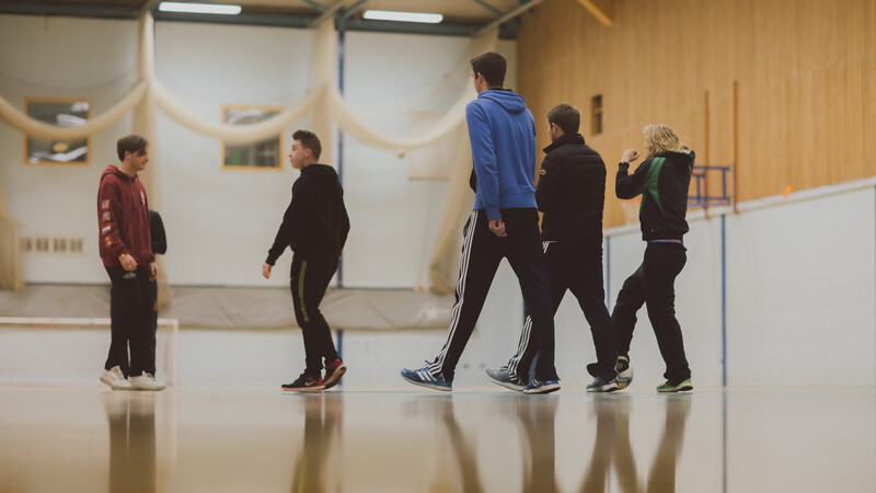 Students in the sports hall