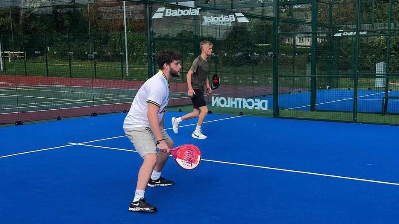 Two players playing padel