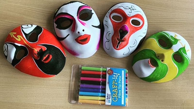After school club photograph of masks