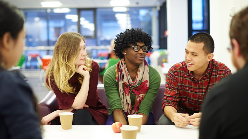 students talking