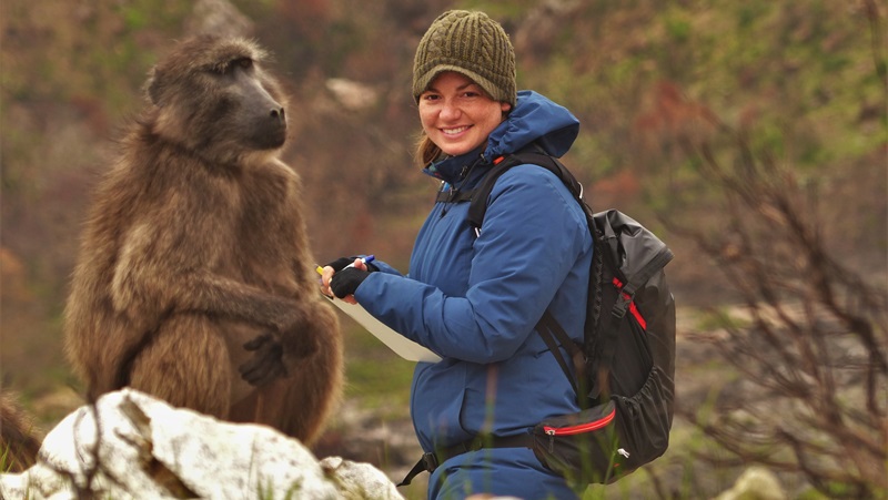 Primate Conservation, MSc, PGDip or PGCert Joslyn Momile conducting field research - credit Eleanor Darbey
