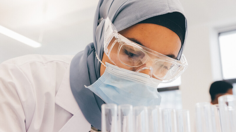 Research student in laboratory