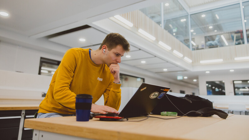 Student working on laptop