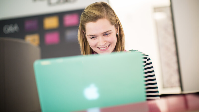 Student using a laptop
