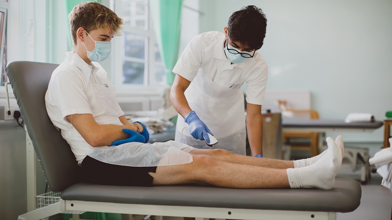 Physiotherapy students practicing in Skills lab 