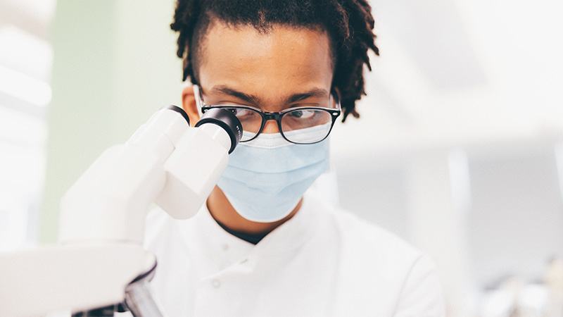 Student working in a lab