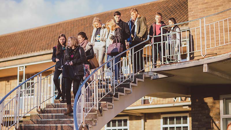 Group of Geography and History, BA (Hons) students on campus at Oxford Brookes University