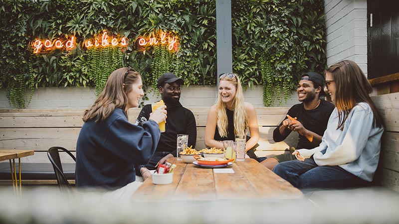 Students having a meal break