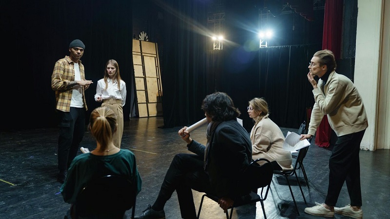 Students rehearsing a play