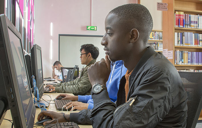 Student working on computer