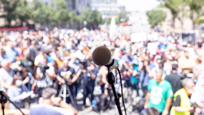 microphone and crowd