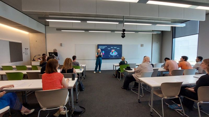 group standing on garden steps