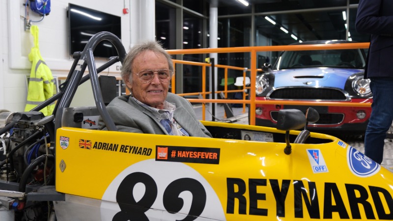 Adrian Reynard in the car he built