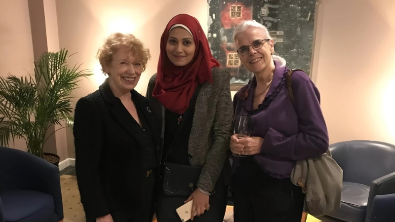 Gaza scholar Haya Abdelhadi (middle) with Maire Brankin (left) and Jan Chalmers (right)