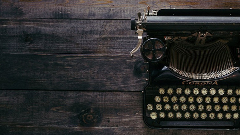 Typewriter on table 