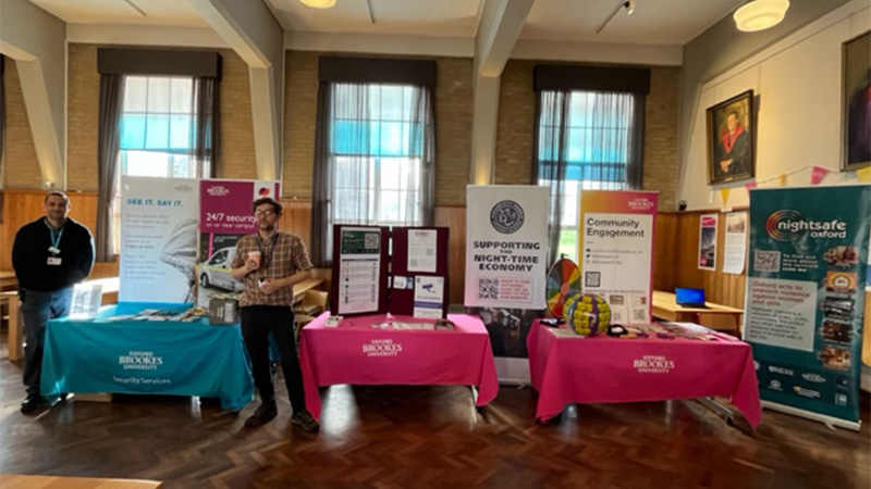 Safety stand at Oxford Brookes University