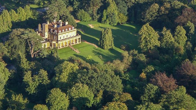 Aerial image of Headington Hill Hall at Oxford Brookes University 