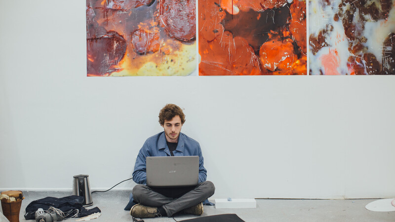 Person working on a laptop