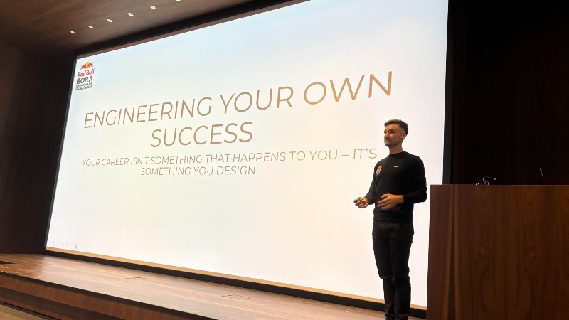 Dan Bigham on stage at the event 
