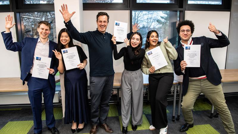Business School students celebrating making the Dean's List
