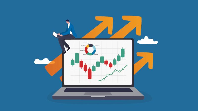 infographic of a laptop and arrows pointing upwards