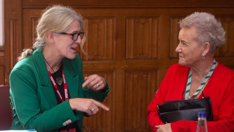 Two women engaged in chatting