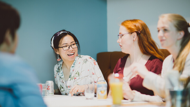 a group of students chatting
