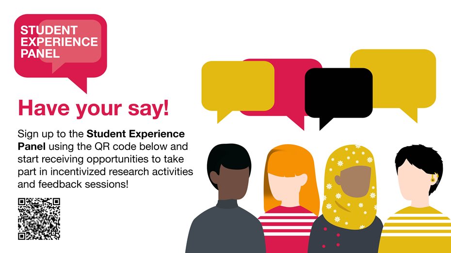 Student Experience Panel campaign message.
