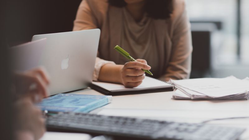 People studying at a table.