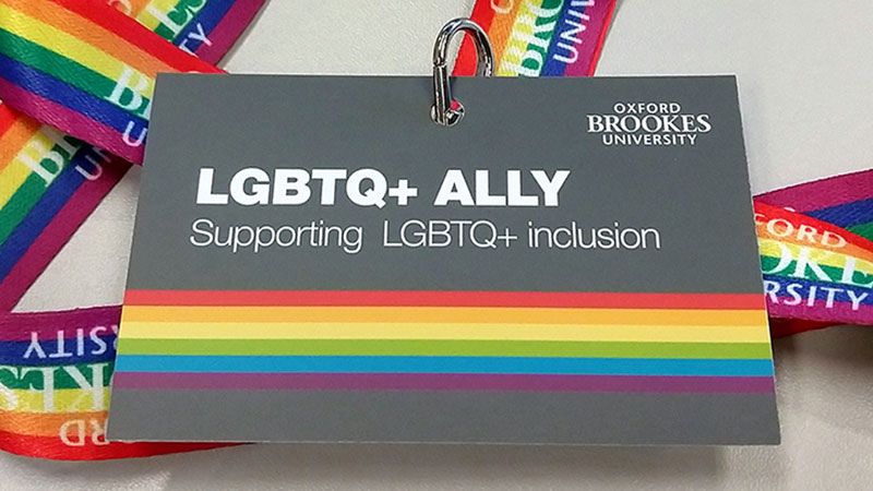 LGBTQ+ ally lanyard.