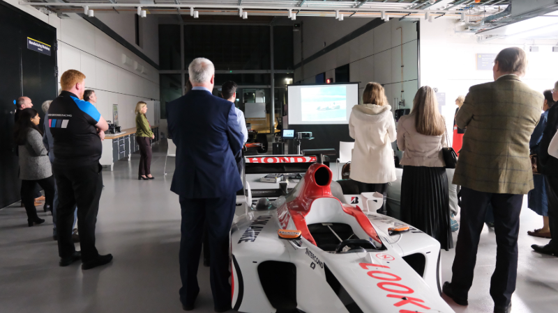 Friends, motorsport industry representatives, Adrian's family, students and Oxford Brookes staff get a sneak preview of the forthcoming documentary about Adrian