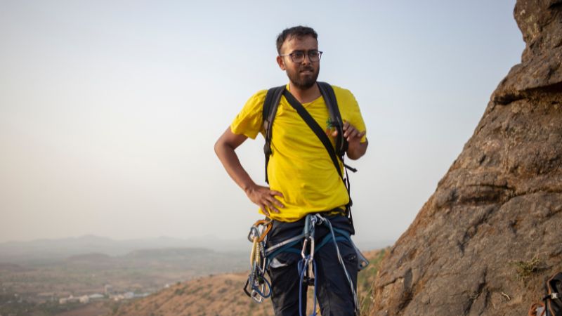 A photo of Chaitanya Amrutkar standing on a mountain 