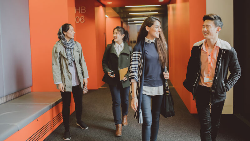 Students walking and talking