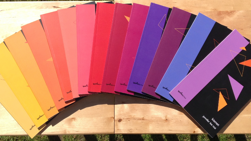 Series of ignitionpress pamphlets showing the different colours of their covers