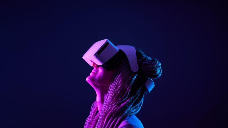 vr headset on a woman