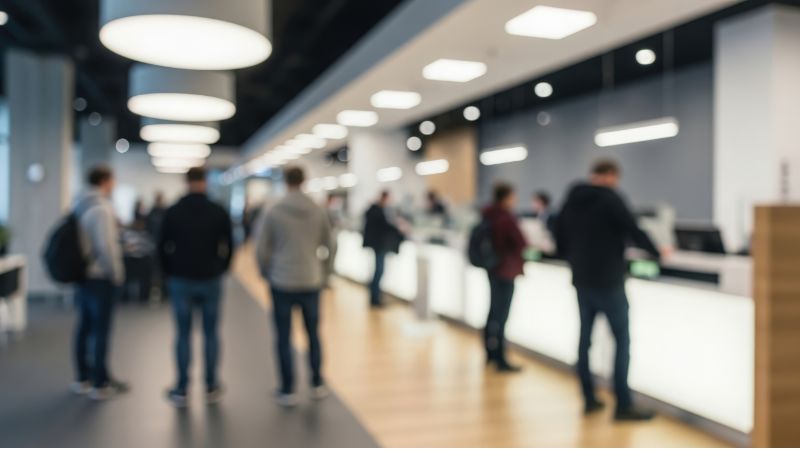 blury outline of people in an institutions