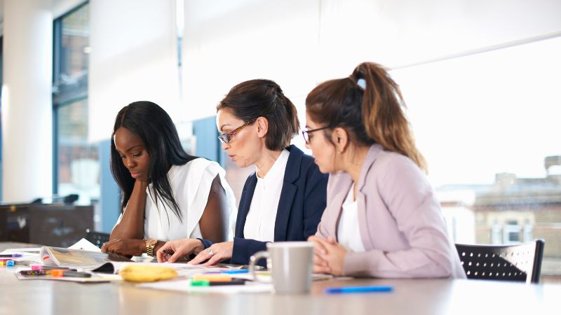 group f women in an office