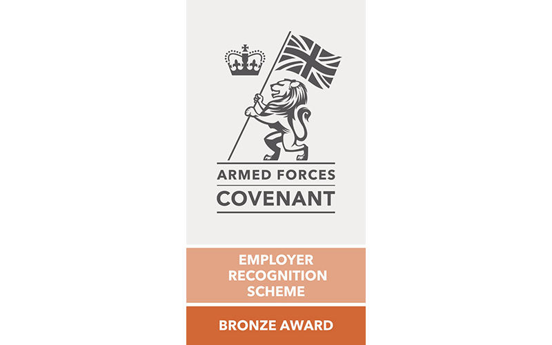 Armed Forces Covenant logo reading Employer Recognition Scheme: Bronze Award